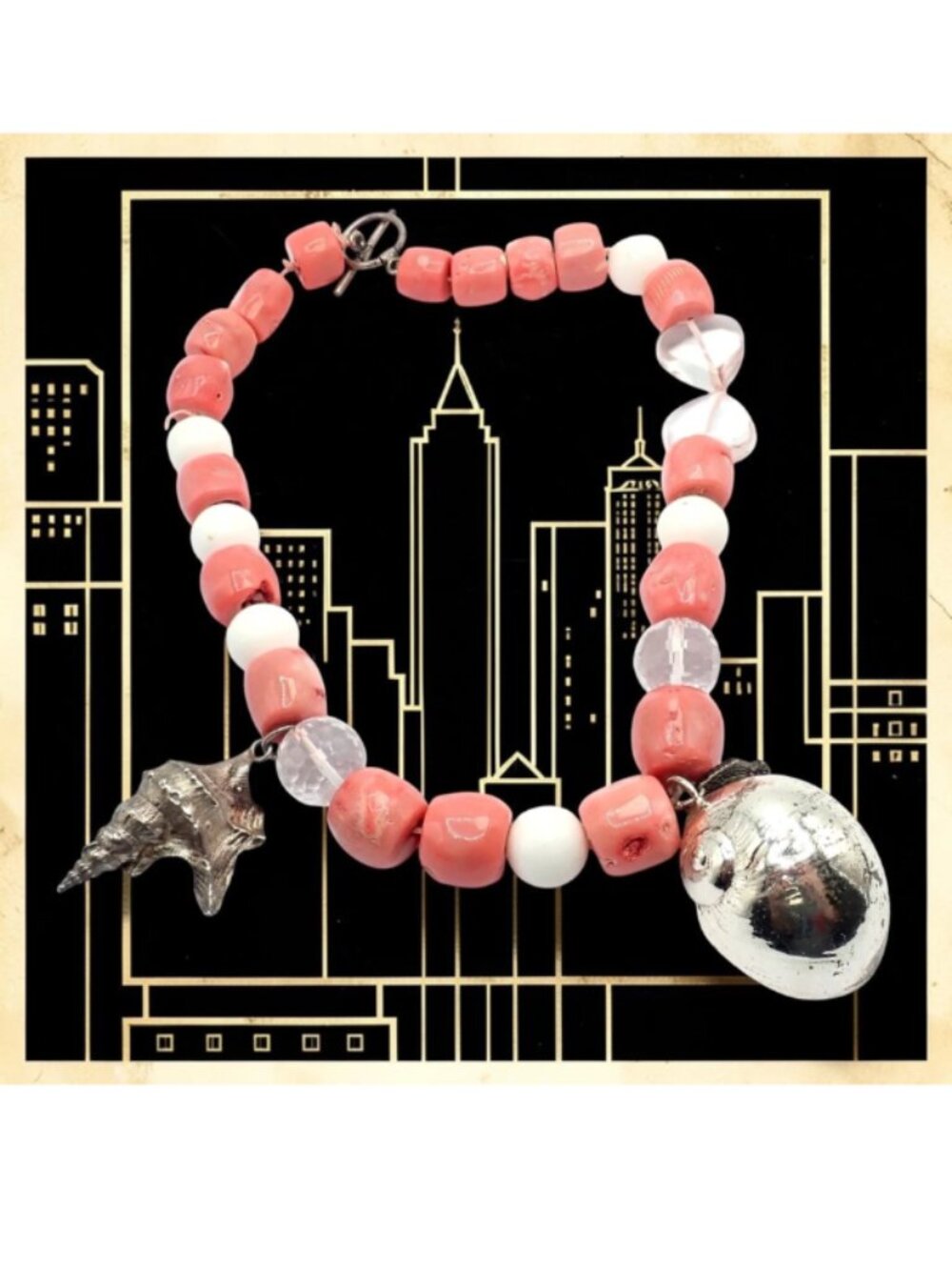 Rare! Vintage Mario Buccellati Free Time Silver Large Pink Coral Necklace 17.5" - Picture 2 of 11